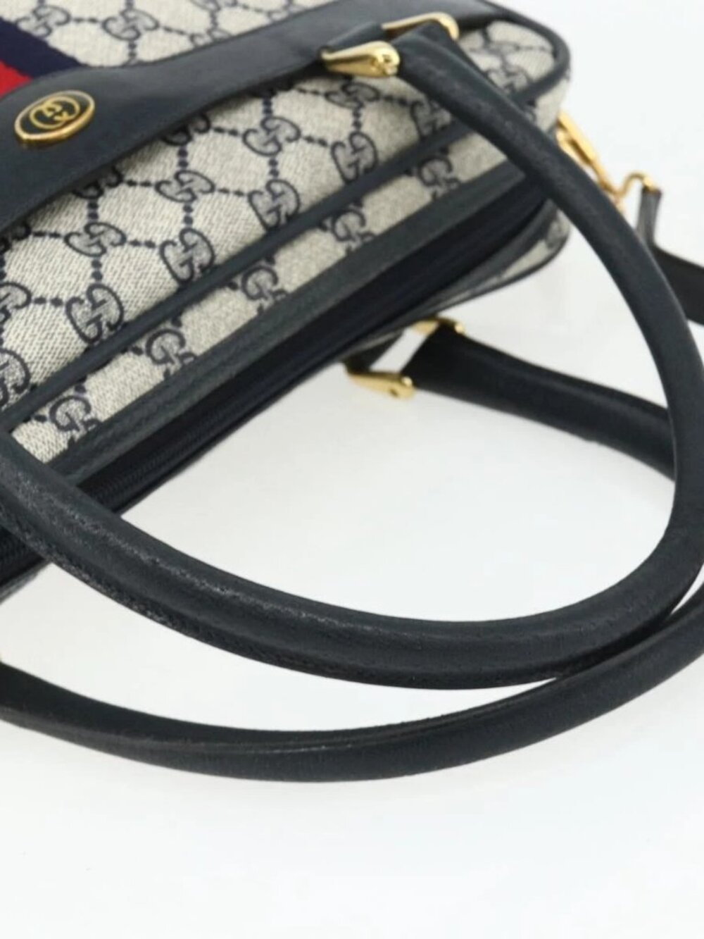 GUCCI GG Supreme Sherry Line Hand Bag PVC 2way Navy Gold 904 02 015 Auth YKZ1353 - Picture 14 of 16